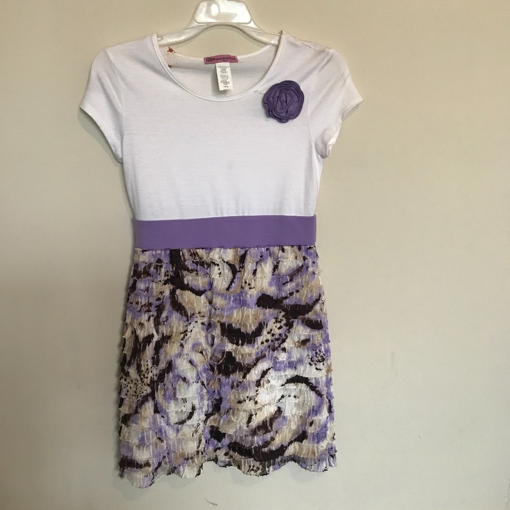Bronte & Tallulah White/Lilac Dress. Girls. Size 12/14